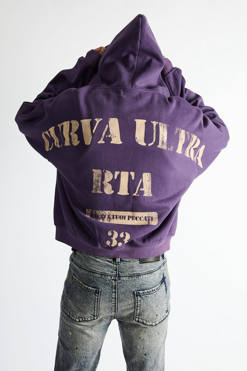 RTA Kaen Cropped Zip Up Hoodie – Grape | Curva Ultra