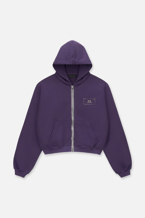 RTA Kaen Cropped Zip Up Hoodie – Grape | Curva Ultra