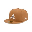 New Era 59FIFTY Atlanta Braves Color Basic Fitted Hat - Light Bronze / White