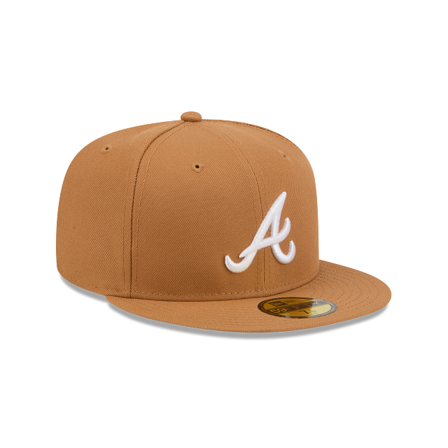 New Era 59FIFTY Atlanta Braves Color Basic Fitted Hat - Light Bronze / White
