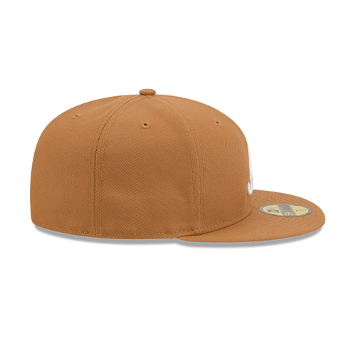 New Era 59FIFTY Atlanta Braves Color Basic Fitted Hat - Light Bronze / White