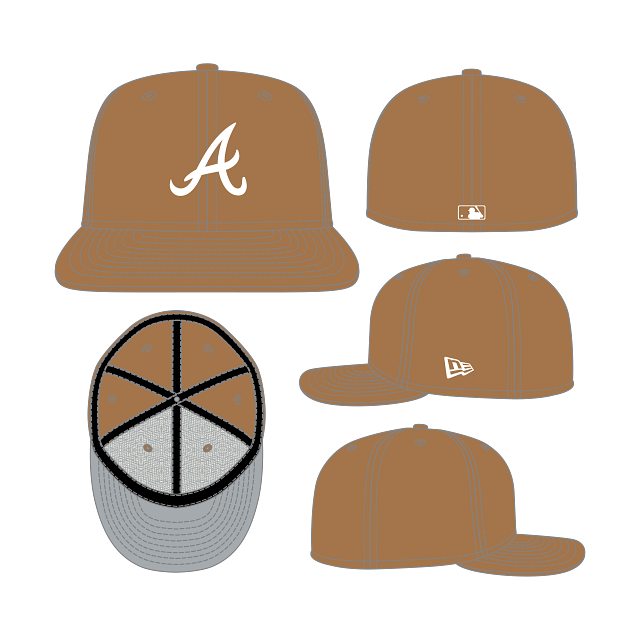 New Era 59FIFTY Atlanta Braves Color Basic Fitted Hat - Light Bronze / White