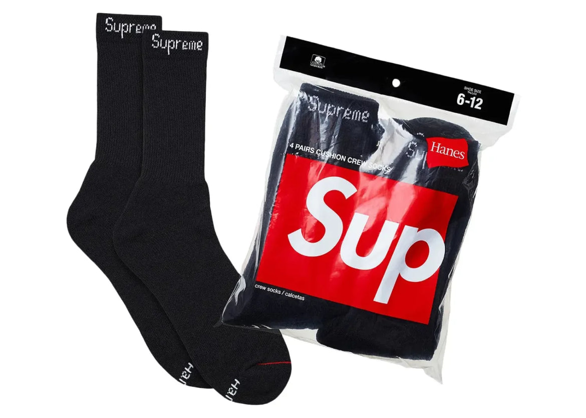 Supreme x Hanes Cushioned Crew Socks (Pack of 4) – Streetwear Collaboration