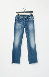 True Religion Women's Western Becca Mid Rise Bootcut Flap Jean - Starlit Valley