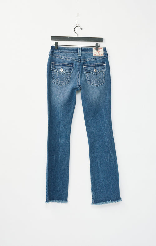 True Religion Women's Western Becca Mid Rise Bootcut Flap Jean - Starlit Valley