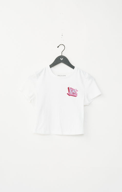 True Religion Women's True Girl Club Baby Tee - Optic White