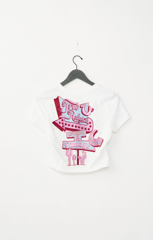 True Religion Women's True Girl Club Baby Tee - Optic White