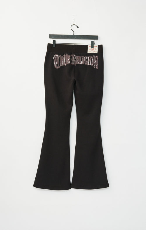 True Religion Women's Studded Mid Rise Flare Pants - Jet Black