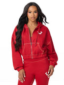 True Religion Women's Big T Crystal Girlfriend Zip Up Hoodie