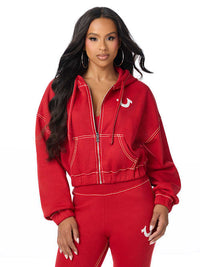 True Religion Women's Big T Crystal Girlfriend Zip Up Hoodie