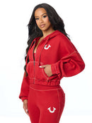 True Religion Women's Big T Crystal Girlfriend Zip Up Hoodie