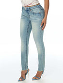 True Religion Women's Jennie Mid Rise Skinny Big T Jean - Seaside Pearl