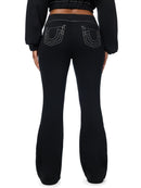 True Religion Women's Big T Crystal Bootcut Flare Sweatpants