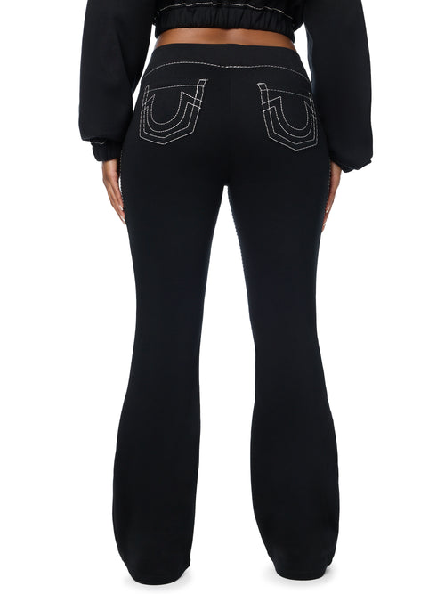 True Religion Women's Big T Crystal Bootcut Flare Sweatpants