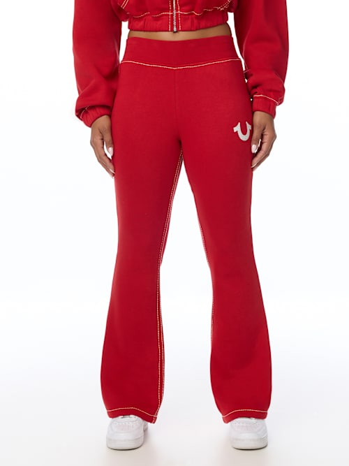 True Religion Women's Big T Crystal Bootcut Flare Sweatpants