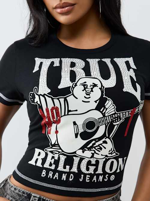 True Religion Women's Crystal Buddha Anniversary Tee - Jet Black