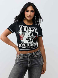 True Religion Women's Crystal Buddha Anniversary Tee - Jet Black